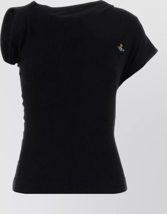 Vivienne Westwood ribbed asymmetric draped short-sleeve top