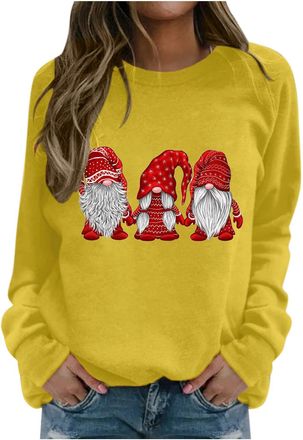 Generic Christmas Sweatshirts for Women UK Casual Long Sleeve Shirts Tunic Tops Womens Christmas Sweatshirts Womens Loose Fit Xmas Jumpers Funny Pullover Tops