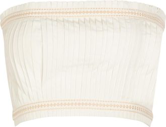 Emporio Sirenuse Flavia Pleated Cotton-blend Bandeau top - White - 44 (UK12 / M)