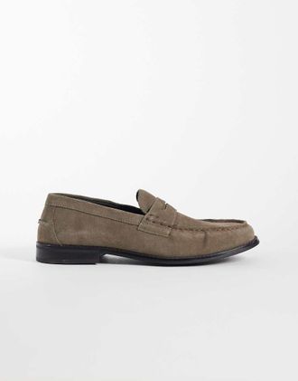 Asos Mocassini college in camoscio color tortora-Marrone