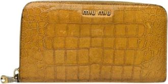 Miu Miu Pre-owned Lederen Portemonnee - Dames - Vintage Accessoires - Geel - ONE Size - Leer - Vintage