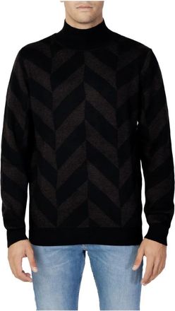 Antony Morato Turtlenecks, male, Brown, Size: L Geometric Knit Jumper Black Brown