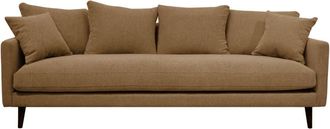 DRAWER Sof&aacute; cama de 4 plazas en tejido con patas de madera oscura - Caramelo