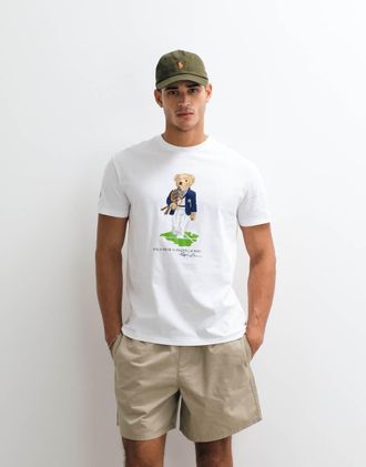 Polo Ralph Lauren Wimbledon Capsule - T-shirt bianca regular fit con stampa di orso-Bianco
