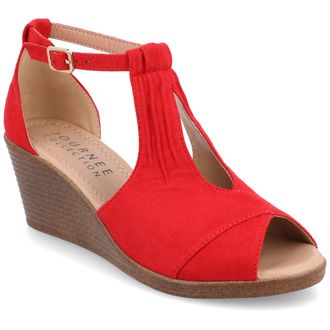 Journee Collection Women & apos;s Narrow Width Kedzie Wedge Sandals