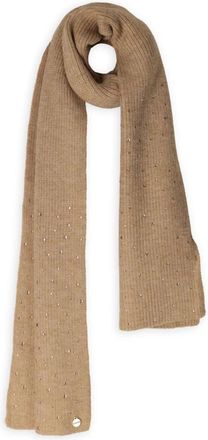 Guess Gebreide Sjaal met Roze Strass - Dames - Wintersjaals - Bruin - ONE Size - Polyester - Accessoires