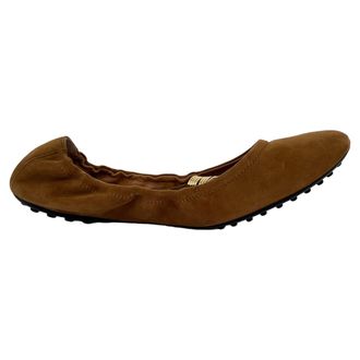 Tod's Tods Ballerinas met Gouden Ring Detail in Bruin Su&egrave;de