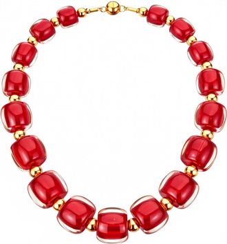 Gold & Honey Womens For After Hours Beaded Lucite Necklace In Carnelian