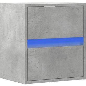 vidaXL Mesita de noche de pared con luces led gris hormigón Vidaxl