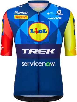 Santini Lidl Trek Jersey Velotrikot f&uuml;r Herren | blau