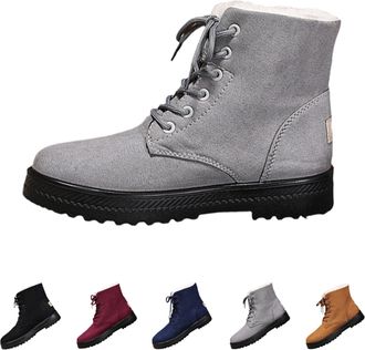 Generic Flat Retro Lace Up Ankle Boots Womens Lace Up Boots Lightweight Snow Shoes Unisex Couple Booties Non Slip Warm Booties Winter Outdoor Boot Platform Wa