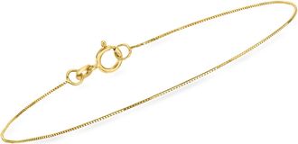 RS Pure by Ross-Simons Italian 0.5mm 10kt Yellow Gold Box-Chain Bracelet