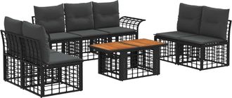 vidaXL Conjunto De Sof&aacute;s De Jard&iacute;n 8 Uds. Negro Y Gris Oscuro Vidaxl