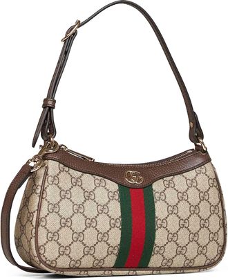 Gucci Womens Shoulder Bag Ophidia Beige-Dark Brown Lambskin