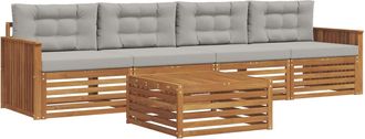 vidaXL Conjunto De Sof&aacute;s De Exterior 5 Uds. Gris Natural Y Claro Vidaxl
