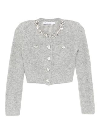 Self Portrait crystal-embellished cardigan - Grey