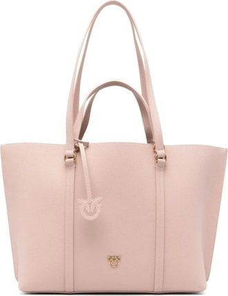 Pinko Pinko, Tassen, Dames, Roze, ONE Size, Leer, Lovebirds Tote Bag