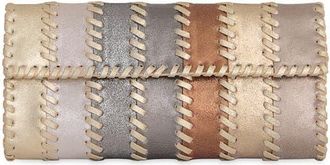 Rebecca Minkoff Whipstitch Patchwork Leather Clutch in Gold/Silver/Platino at Nordstrom