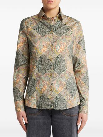 Etro Etro Womens Printed Cotton Shirt - Tan - Size EU 44 (Womens)