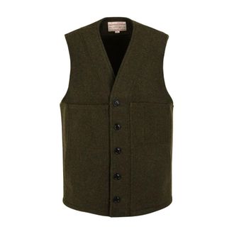 Filson Gilet in Lana Mackinaw - - Jackets - Uomo - Verde - S