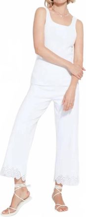 Lyss&eacute; Eyelet Embroidered Wide Leg Crop Pants In White