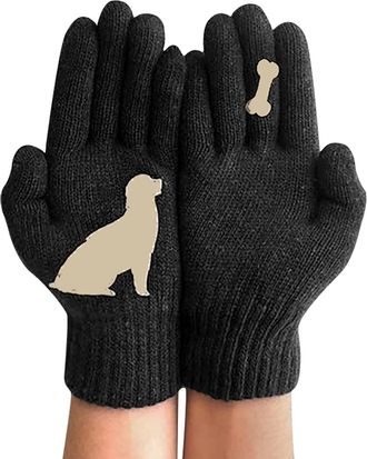 Generic Women Full Finger Gloves Printing Gloves Winter Gloves Touchscreen Gloves Warm Gloves Winter Dog and Bones Print Outdoor Gloves Gloves Mittens Couple 