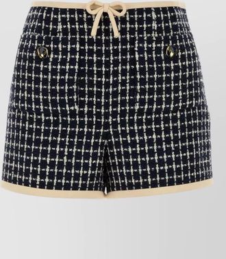 Valentino Garavani tweed shorts checked pattern contrast trim