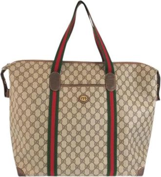 Gucci Pre-owned Vintage GG Supreme Canvas Leather Boston Bag - unisex - Vintage Shopper - Beige - ONE Size - Leer - Vintage