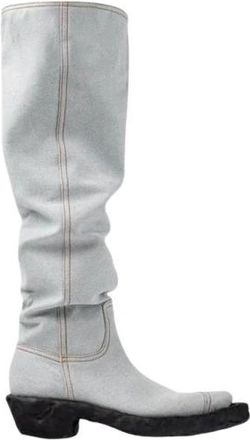 Camper Cowboy Boots, female, Blue, Size: 7 US Knee-High Denim Boots