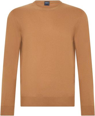 Fedeli Rondgebreide Truien - Heren - Ronde hals truien - Bruin - XL - Kasjmier - Truien & Vesten