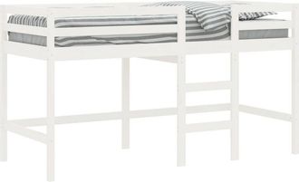 vidaXL Vidaxl - Cama Alta De Ni&ntilde;os Con Escalera Madera Maciza Blanca 90x200 Cm