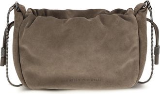 Brunello Cucinelli Womens Shoulder Bag Suede Taiga Calf Leather