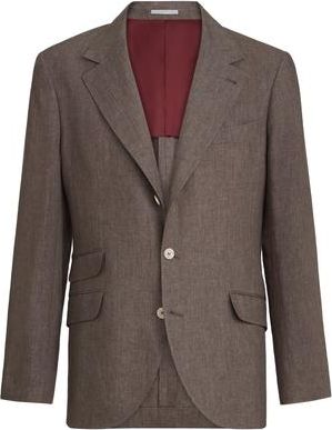 Brunello Cucinelli Linen deconstructed blazer in Hazelnut at Nordstrom, Size 54 It