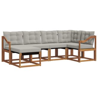 vidaXL Conjunto De Sof&aacute;s De Exterior 6 Pcs Gris Natural Y Claro Vidaxl