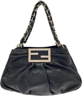 Fendi Pre-owned Handbags, female, Black, Size: ONE SIZE Pre-owned MIA Leather Shoulder Bag