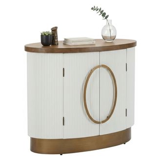 Dmora Aparador Kolinsky, Buf&eacute; De Sal&oacute;n, Aparador De Sal&oacute;n, Despensa De Cocina, 79x48 H67 Cm, Blanco Y Marr&oacute;n - Dmora