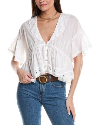 Free People Elle Cutwork Top