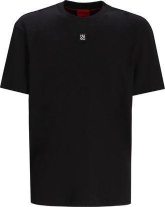 HUGO BOSS T-shirt in cotone con applicazione - Nero
