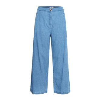 Ichi Lichtblauwe Chambray Denim Broek - Dames - Loose Fit Jeans - Blauw - M - Denim - Jeans