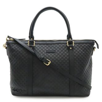 Gucci Black Micro Gg Leather Shoulder Bag Tote Bag (Pre-Owned)