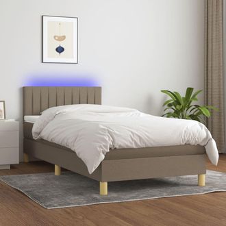 vidaXL Vidaxl - Cama Box Spring Con Colch&oacute;n Led Tela Gris Taupe 90x190 Cm