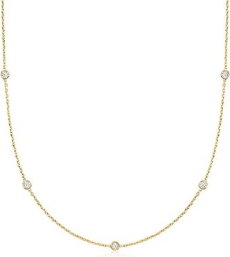 Ross-Simons Lab-Grown Diamond Station Necklace in 18kt Gold Over Sterling