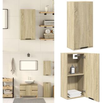 vidaXL Mobile da Bagno a Parete Rovere Sonoma 32x20x67 cm - Armadio da bagno - Armadio a parete
