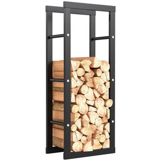 OEM Soporte Para Le&ntilde;a De Metal Estante De Le&ntilde;a Le&ntilde;ero De Exterior Para Interior Y Exterior Carga 100 Kg 40x25x100 Cm Negro