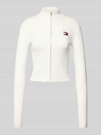 Tommy Jeans Slim Fit Cardigan mit Rei&szlig;verschluss in Offwhite, Gr&ouml;&szlig;e XL