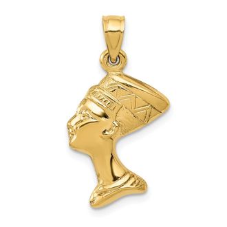 Diamond2Deal 14k Yellow Gold 3-D Nefertiti Pendant