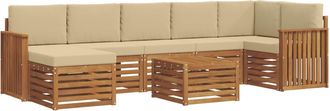 vidaXL Conjunto De Sof&aacute;s De Exterior 8 Uds. Natural Y Beige Vidaxl