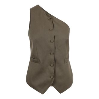 Federica Tosi Vests, female, Green, Size: XS One-Shoulder Canvas Vest