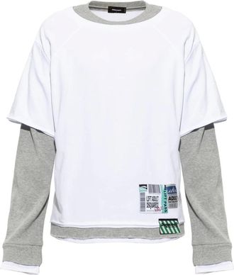Dsquared2 T-shirt Girocollo in Cotone Manica Lunga - - Tops - Uomo - Bianco - M