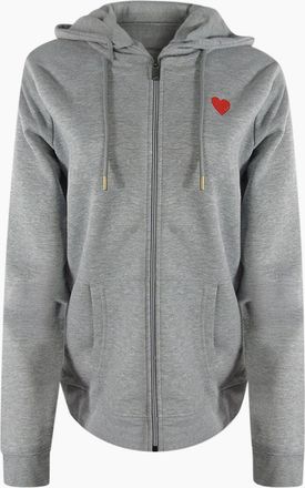 Love Moschino Womens Love Moschino Small Red Heart Logo Grey Zip Hoodie - Size: 18/16